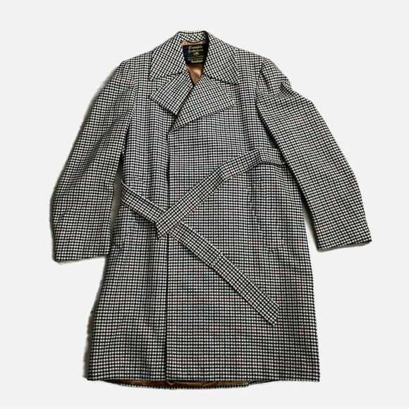 Vintage Crombie Sabelere Men’s Wool Houndstooth Coat Eaton’s Large - Picture 10 of 12